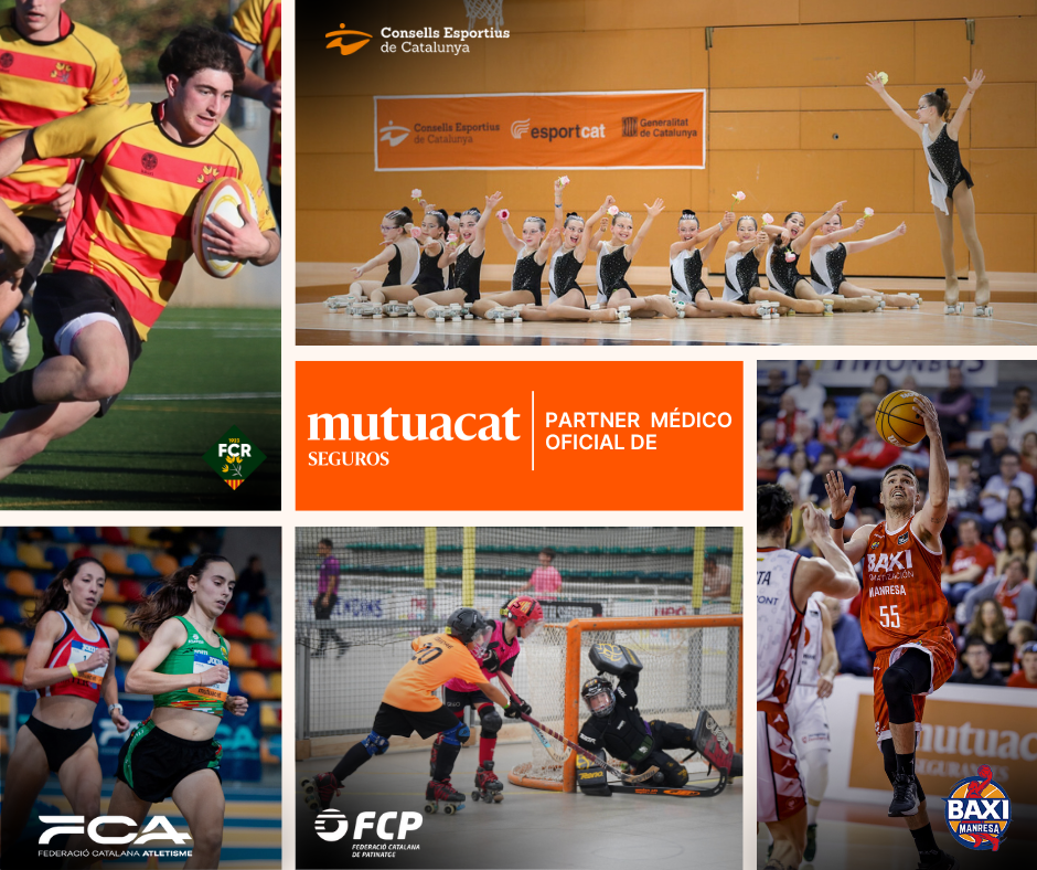 Collage amb diferents federacions i clubs dels quals Mutuacat ha estat parner mèdic la temporada 2024-2025